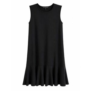 Nik & Nash NWT Black Shift Dress Large Ruffle Hem Stretch Travel Wrinkle resist